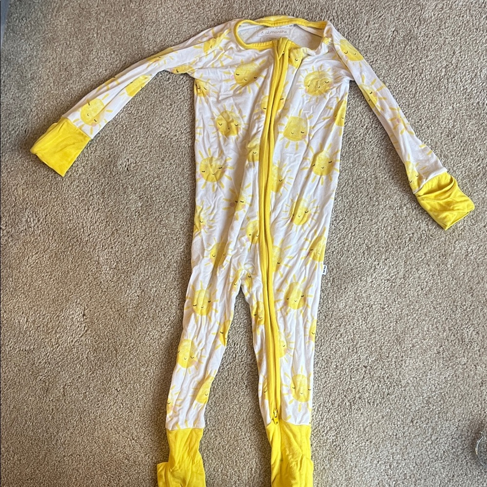 Little Sleepies Yellow Sun Pattern Footie Pajamas